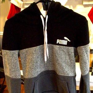 PUMA knock off (PNMN) Boy’s L Draw String Hoodie Black/ Light Gray/Dark Gray